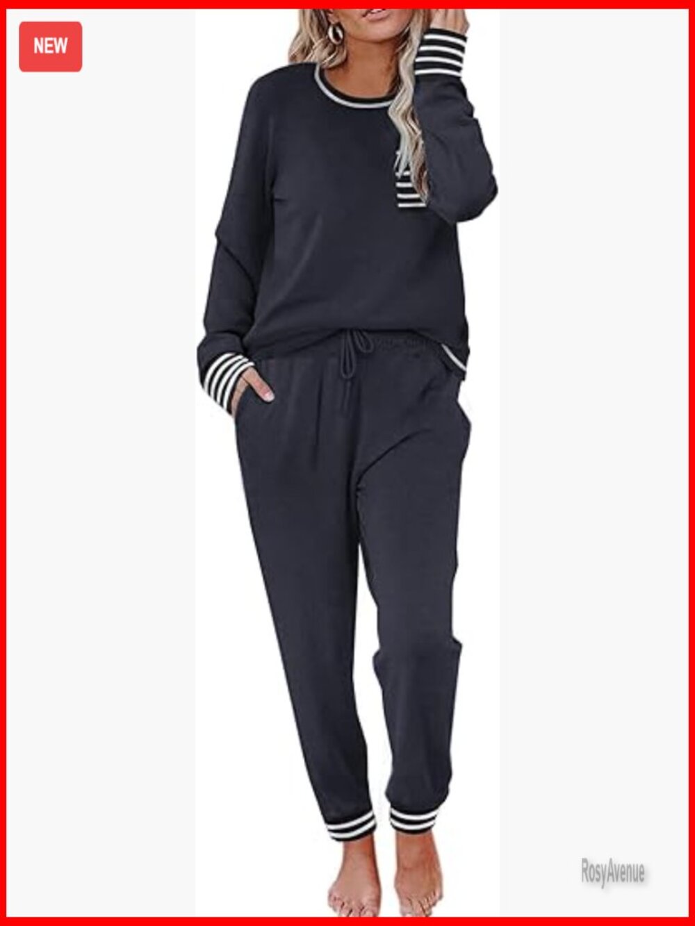 Long Sleeve Pajama Set with Pants Soft Loungewear Sleepwear 2 Piece